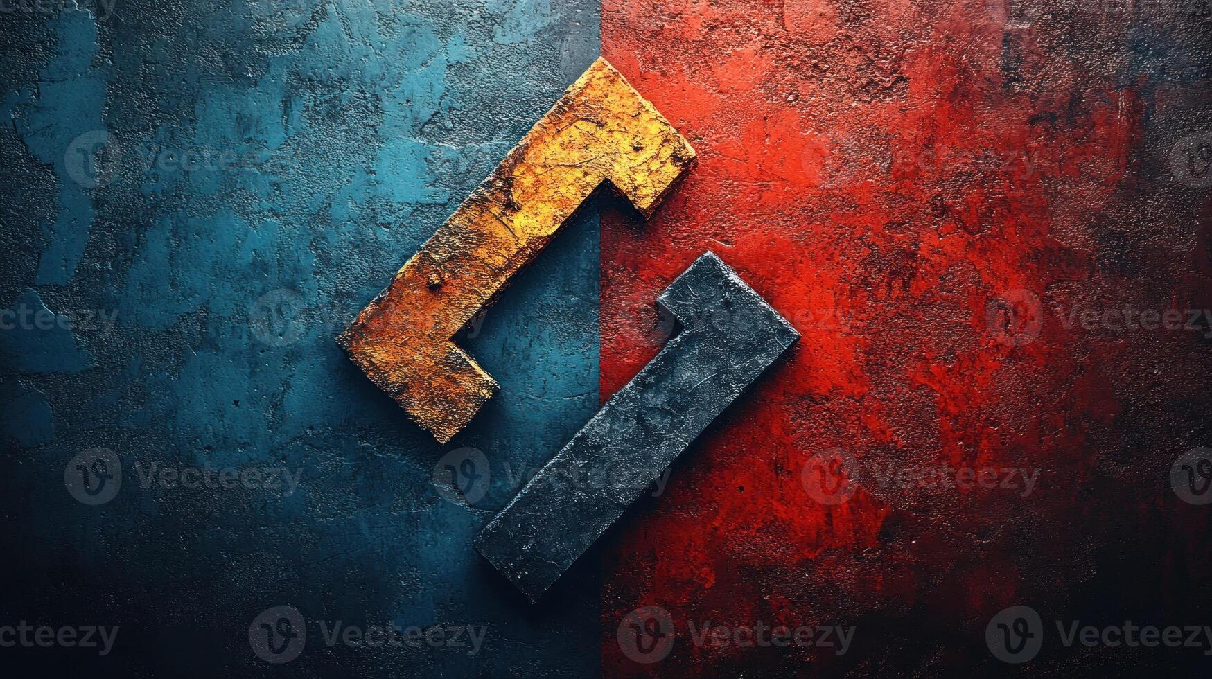 Abstract rusty metal symbol on grunge background. photo