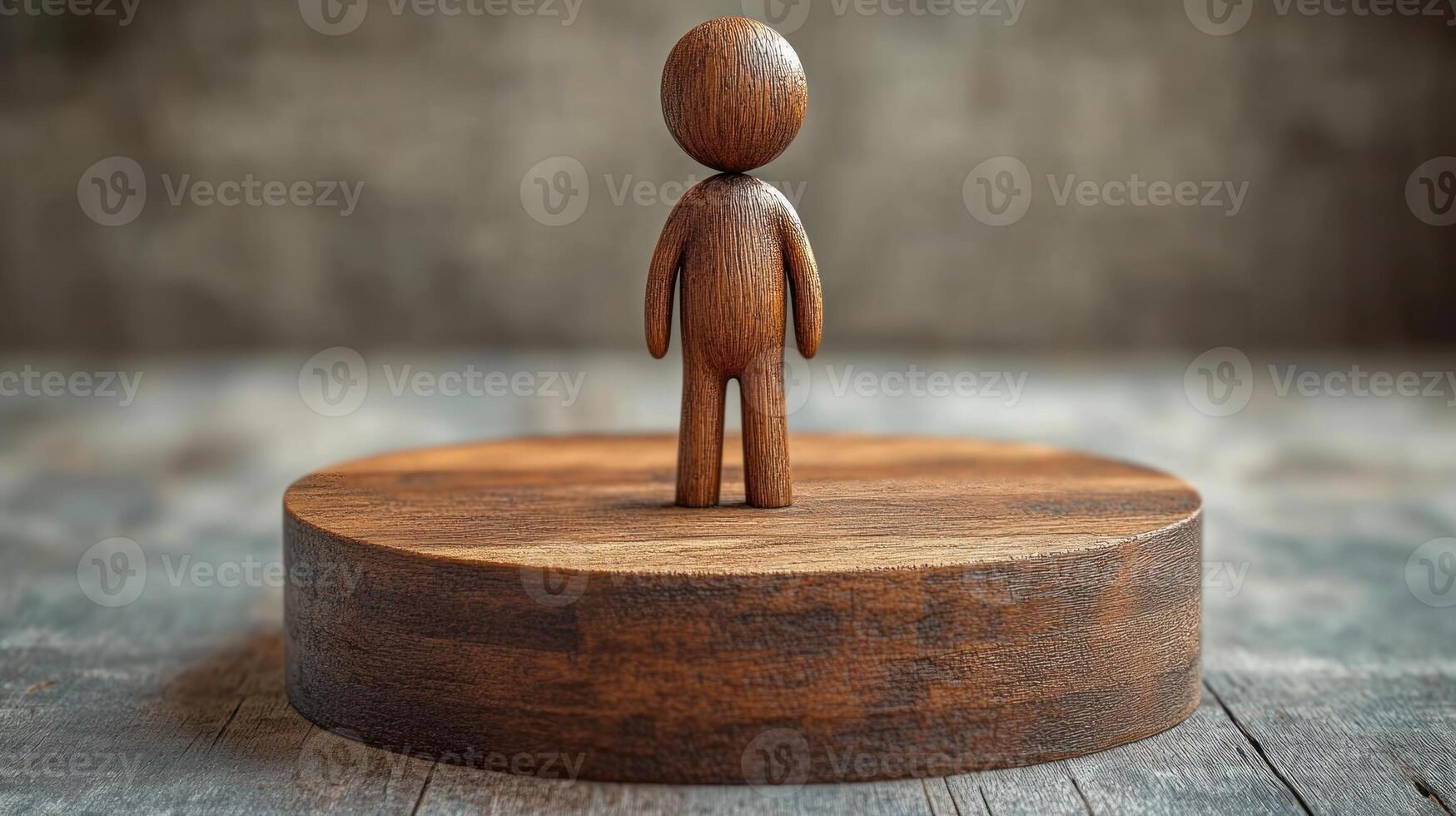 Wooden figurine on a pedestal. photo