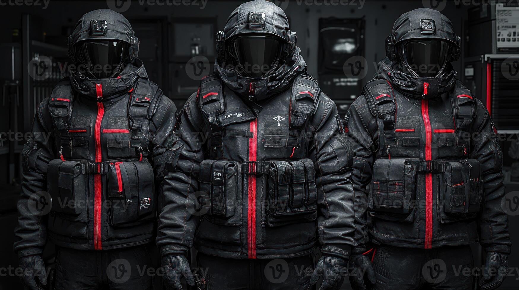 Three astronauts in advanced suits. photo