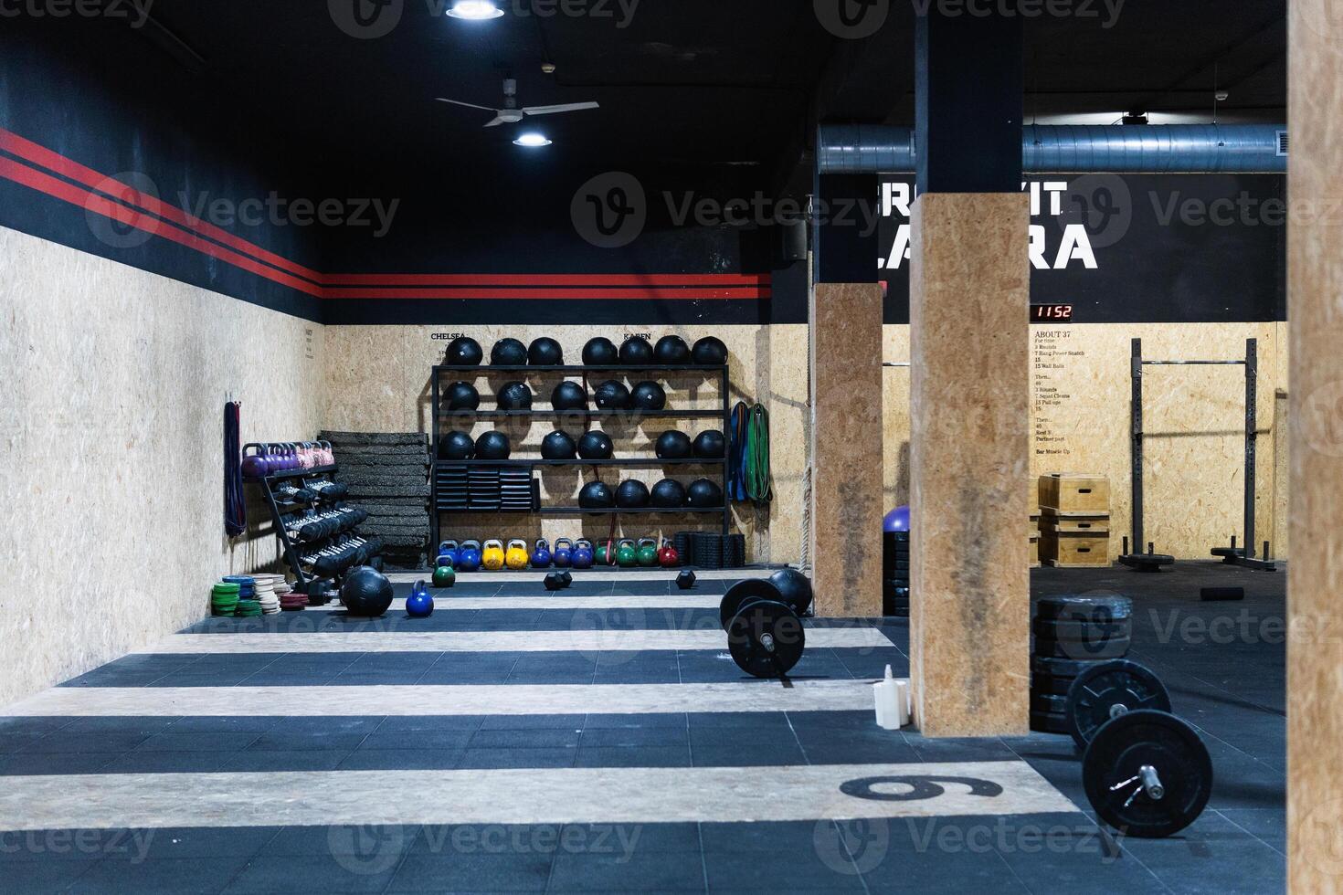 Set for powerlifting in gym photo