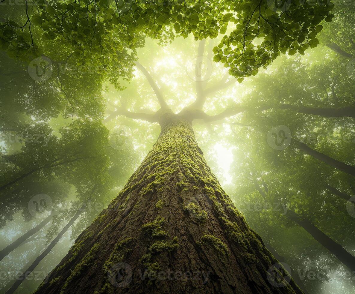 A tall tree in the middle of a forest photo