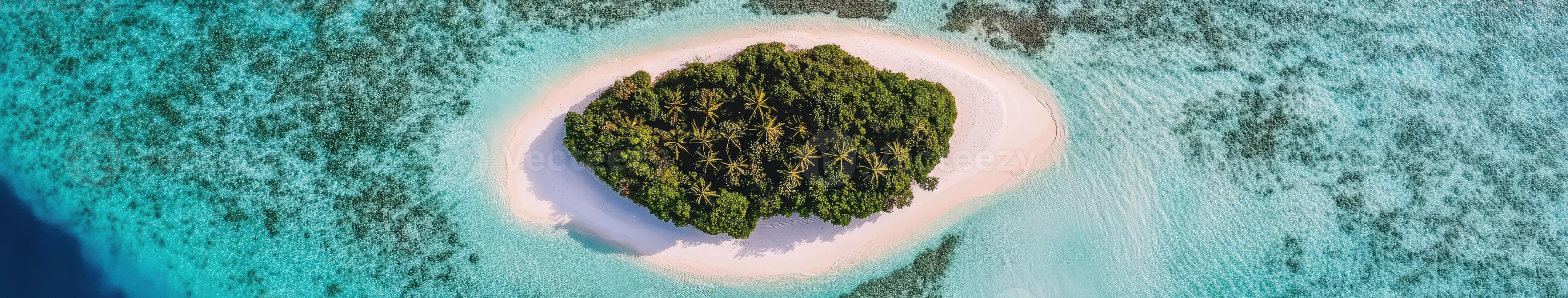 Aerial view of a small island in the middle of the ocean photo