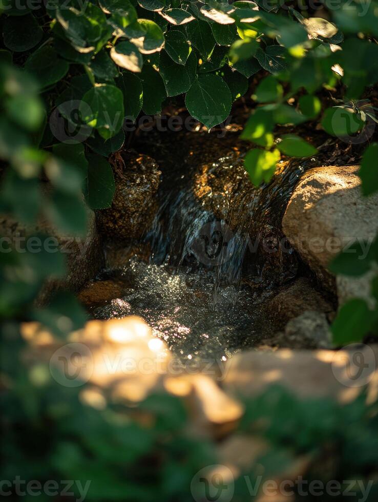 A small stream running through a forest photo