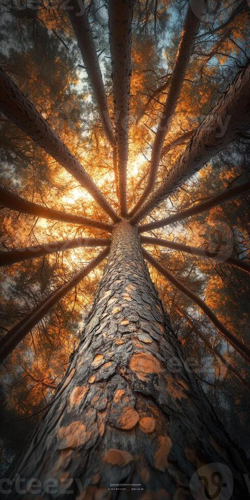 A tree with the sun shining through it photo