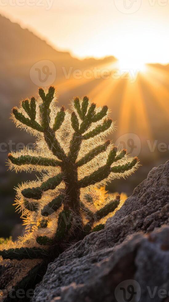A cactus plant is seen in the sun photo