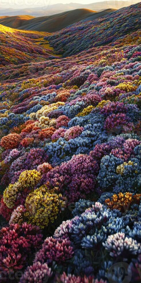A field of colorful flowers in the middle of a field photo