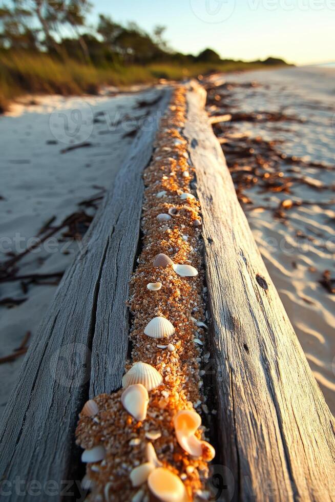 A log with shells on it photo