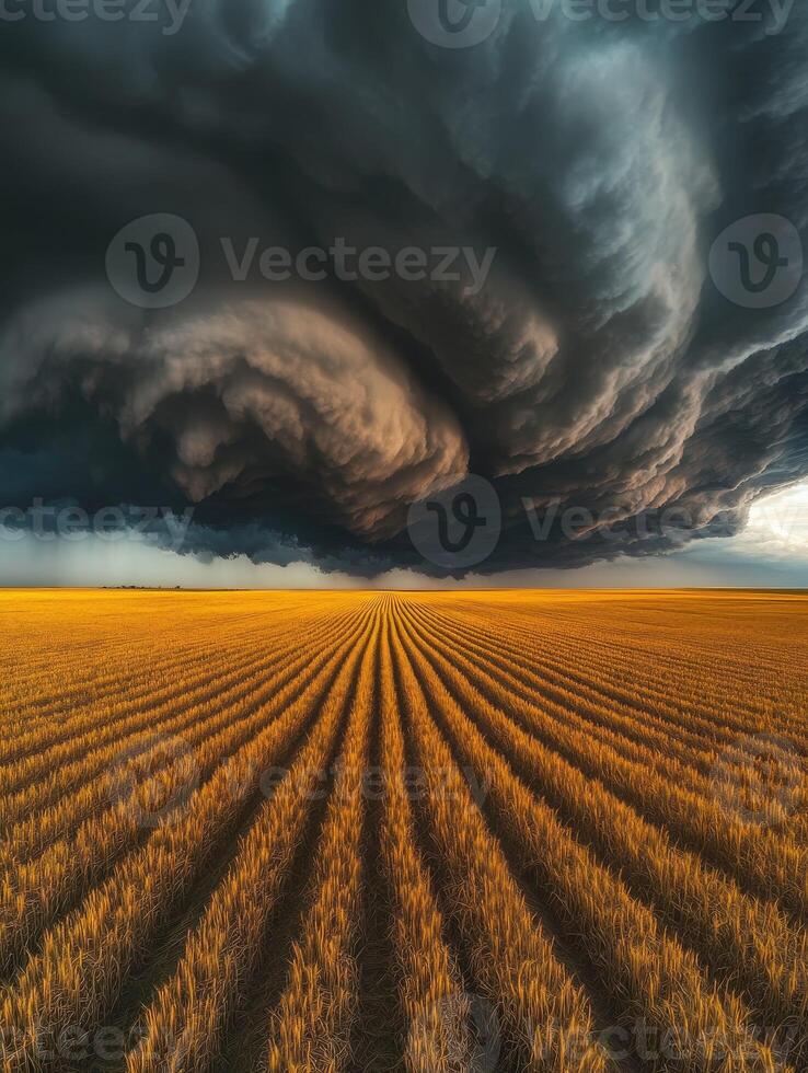 A large storm clouds over a field photo