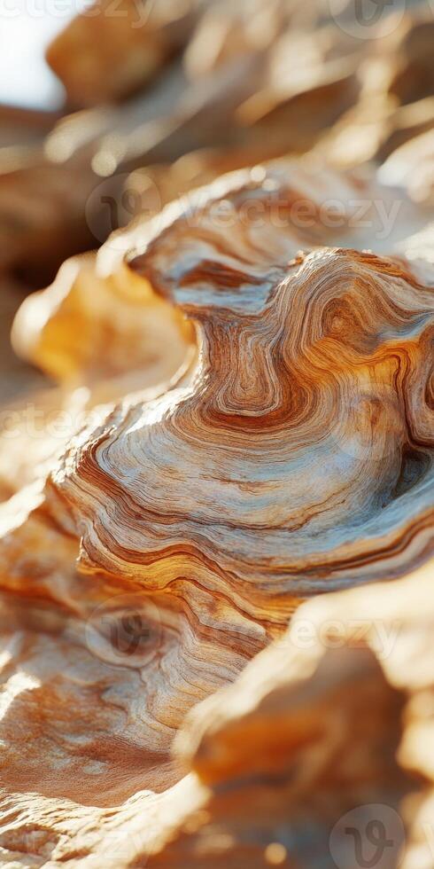 A close up of a rock with a wavy pattern photo