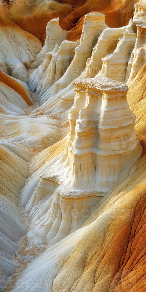 A large desert with white and orange sand photo