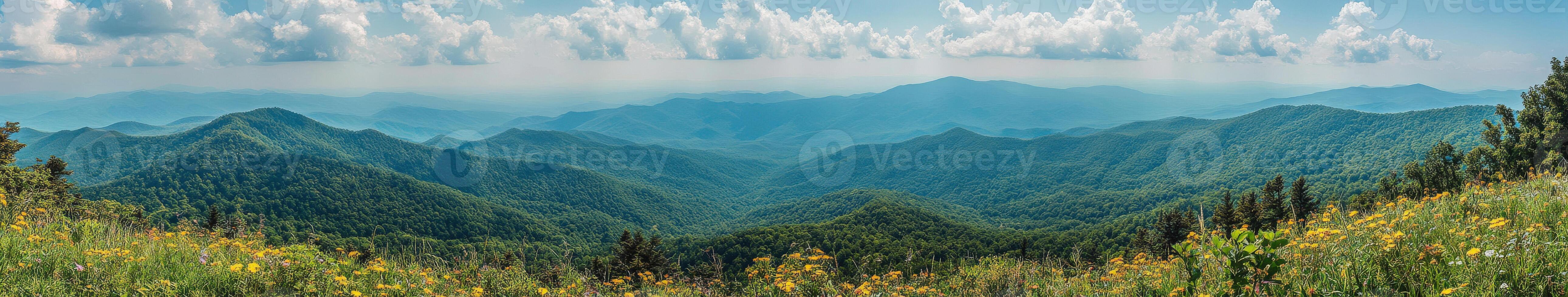 A view of the mountains from a hillside photo