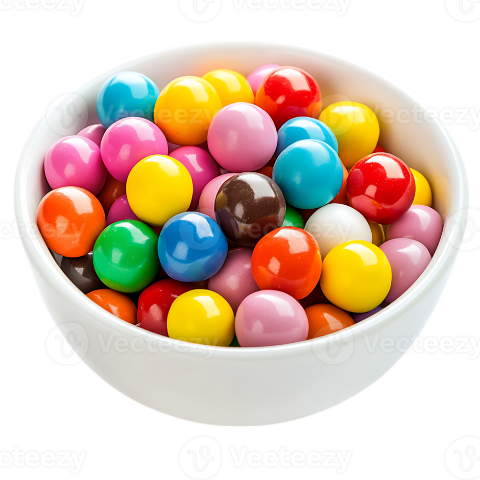 A bowl filled with colorful candy balls transparent background png