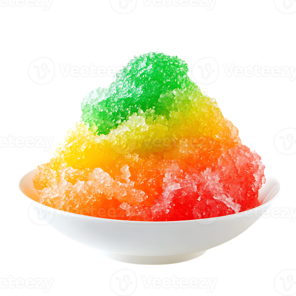 A bowl of colorful ice cream on a transparent background png