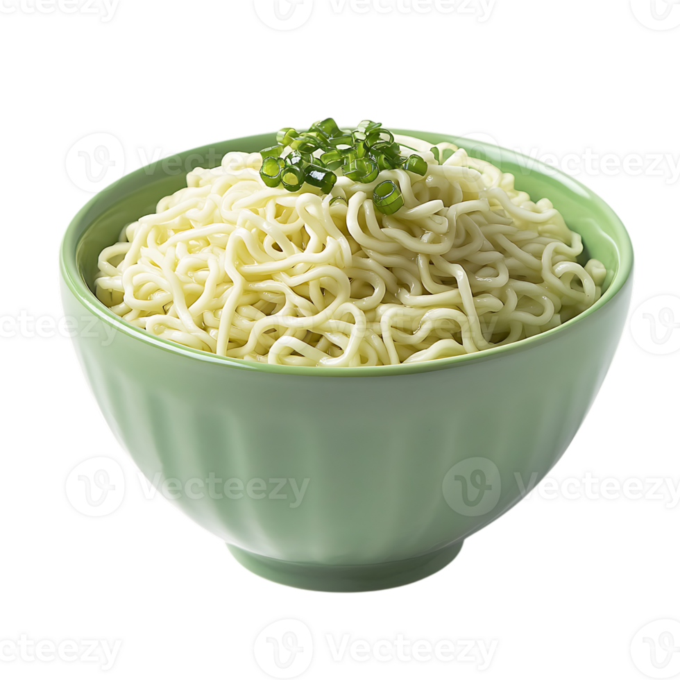 A bowl of noodles with green onions on a transparent background png