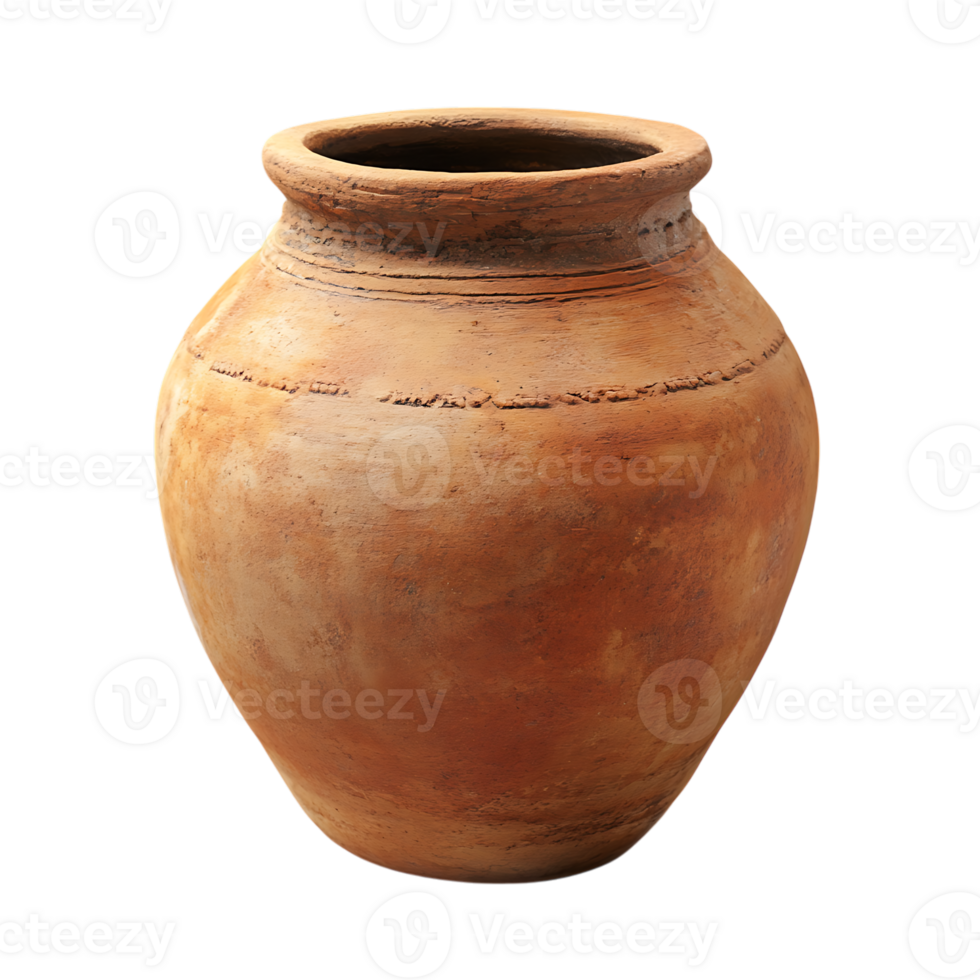 An old clay pot sitting on a transparent background png