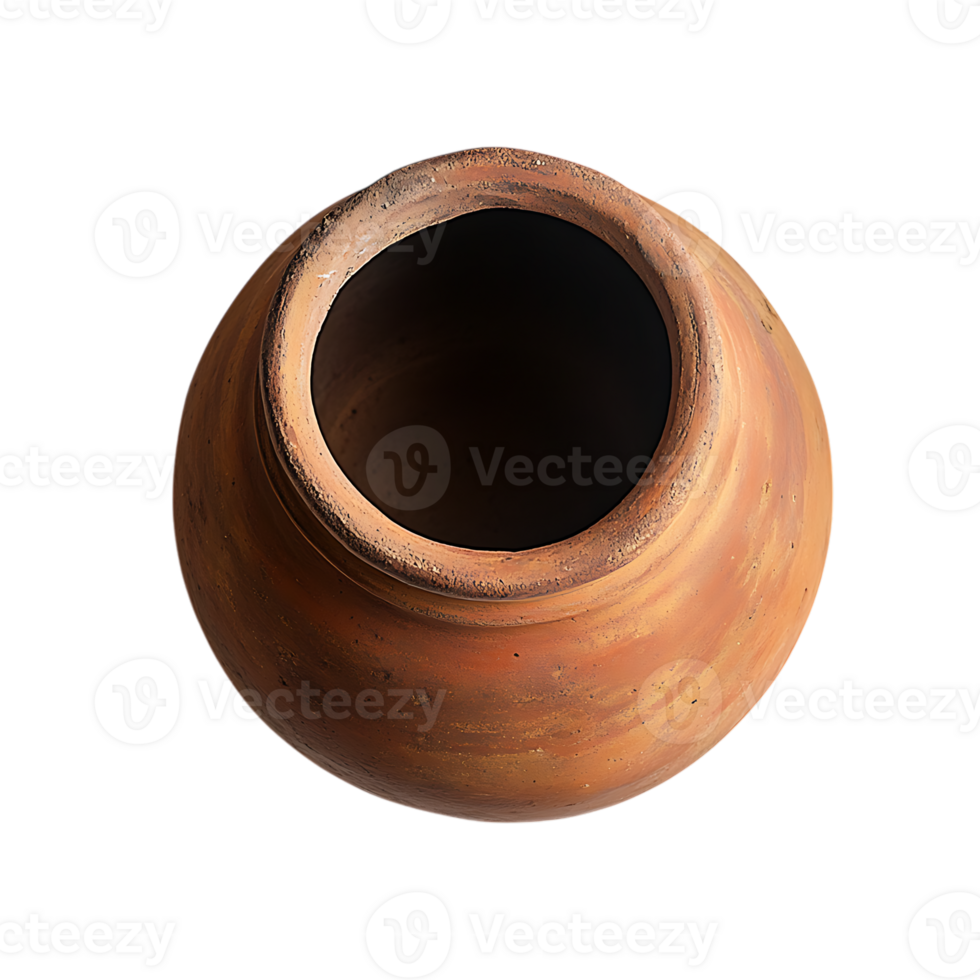 A clay pot sitting on a transparent surface png