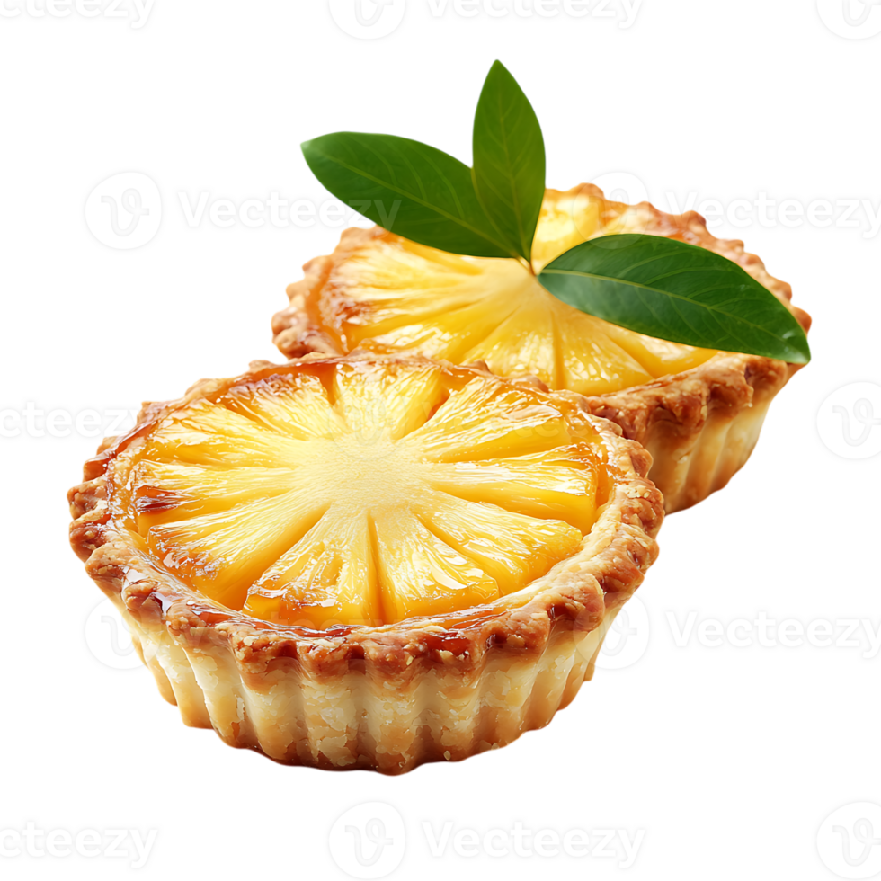 Two small pies with pineapple on top transparent background png