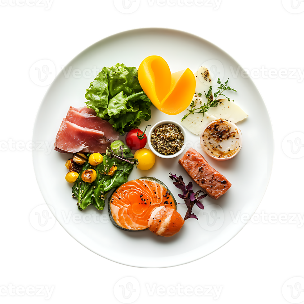 A plate of food with various types of food transparent background png