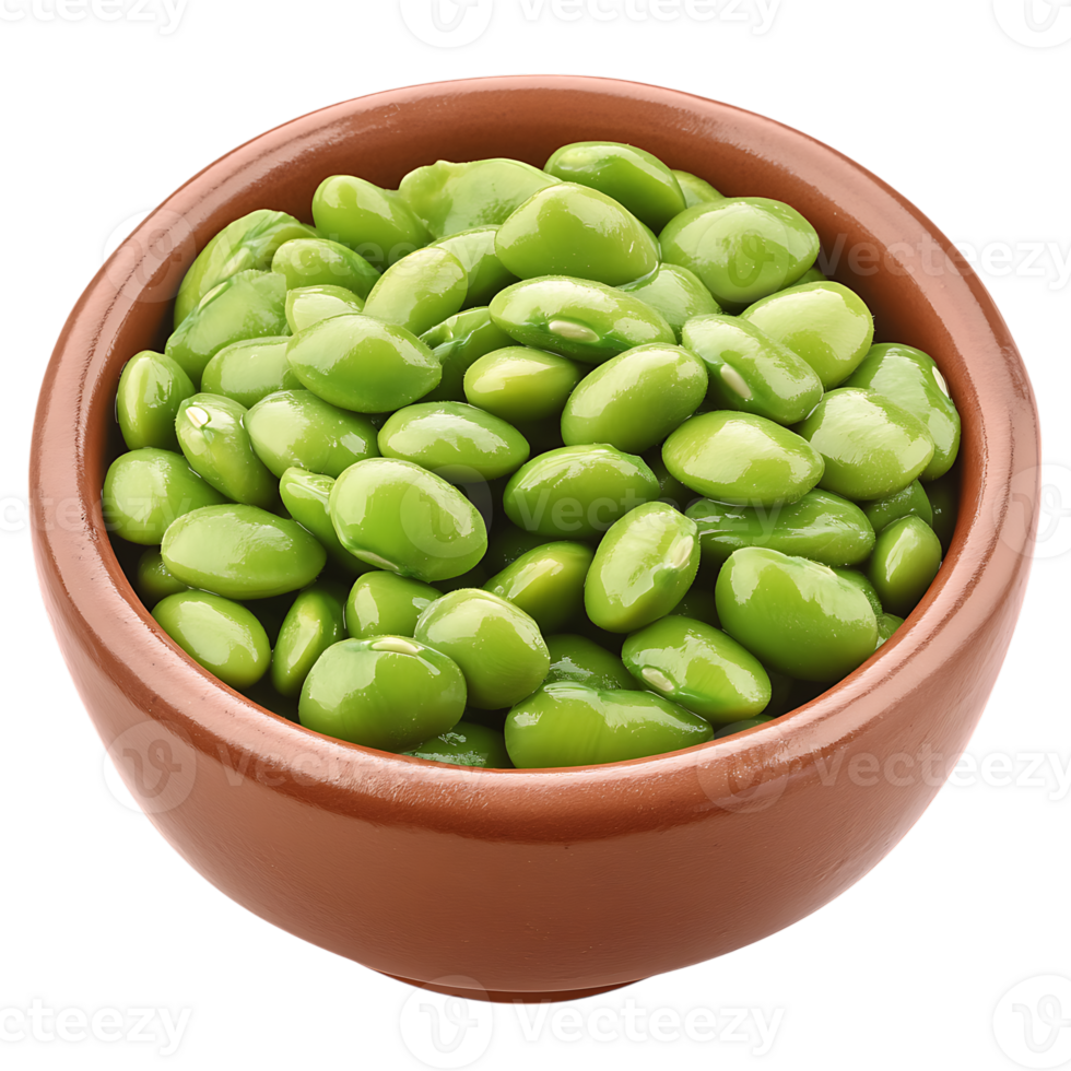 A bowl of green beans on over transparent background png