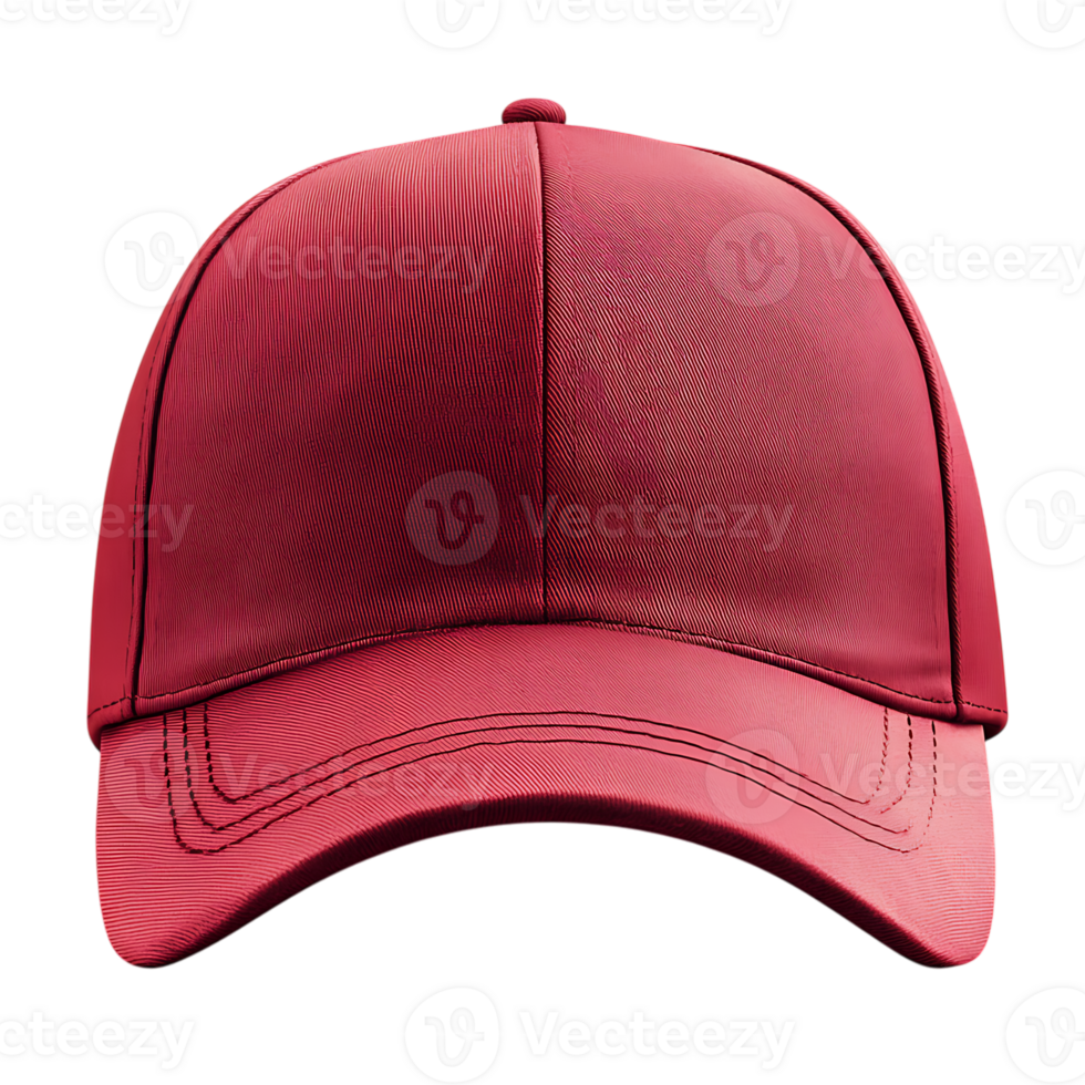 A red baseball cap on over transparent background png