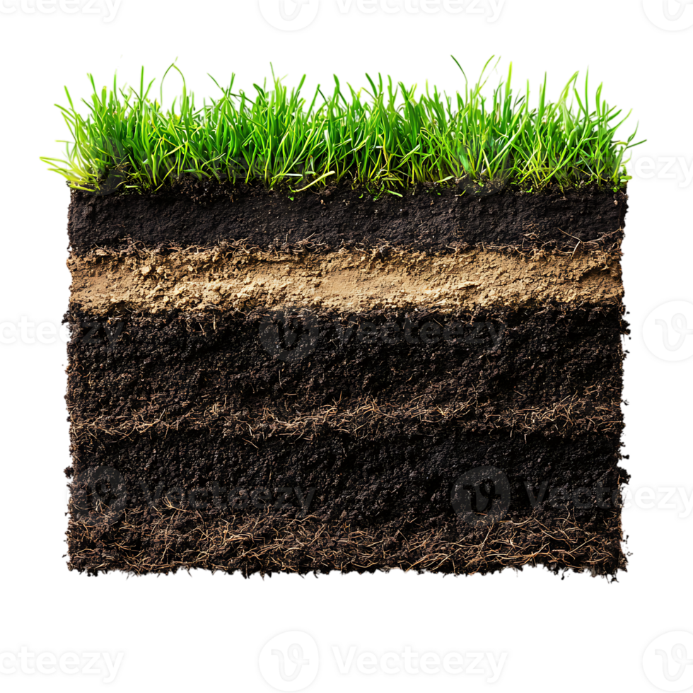 Soil and grass with soil on transparent background png