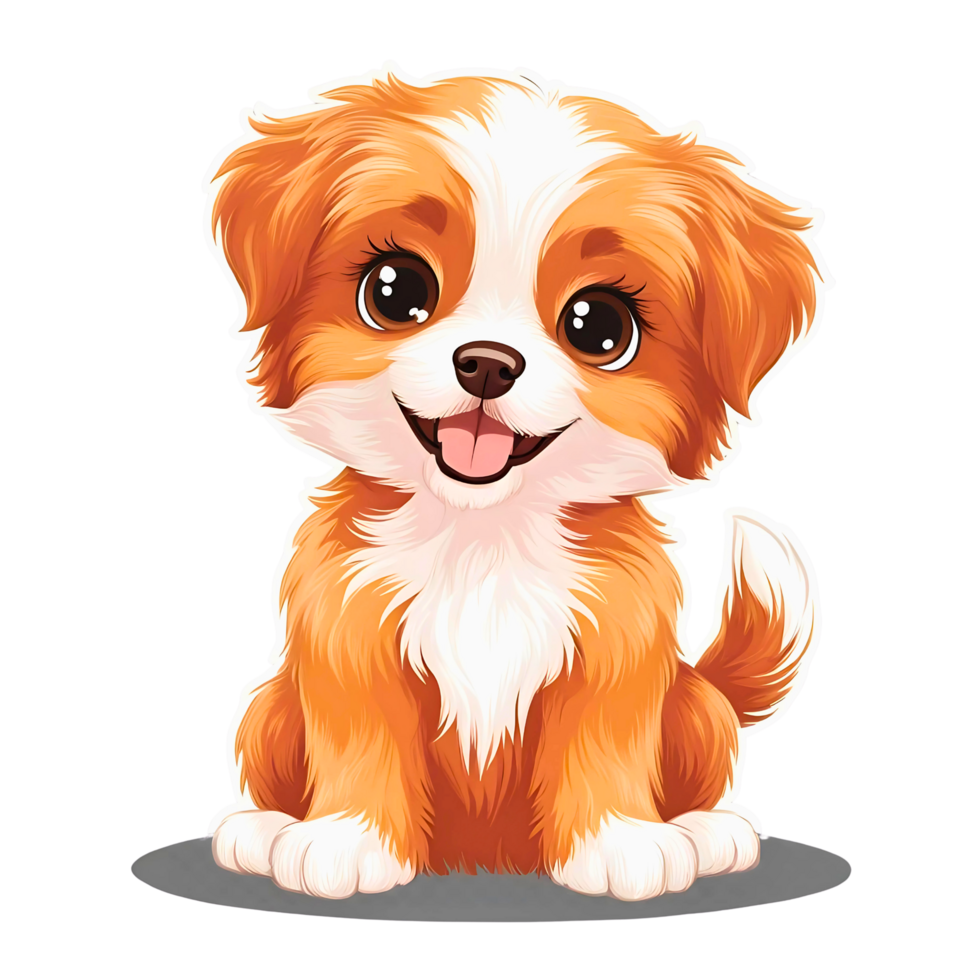 A cute white and brown Cavalier King Charles Spaniel puppy in a studio portrait, showcasing its adorable and small features as a domestic pet breed png