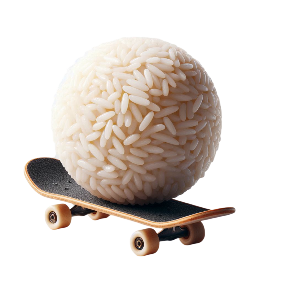 Rice Ball on a Skateboard png