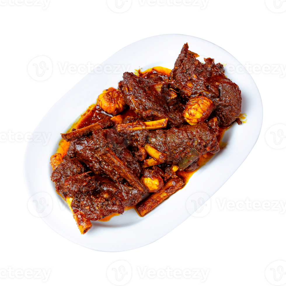 Delicious Iranian Beef Stew with Ribs on a White Plate png