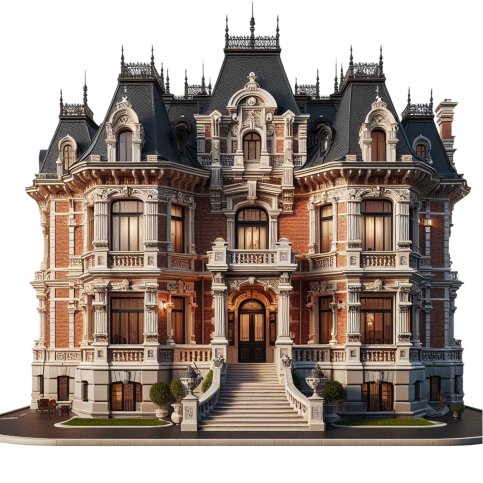 Grand Victorian Mansion with Gothic Architecture png