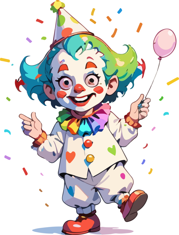 Fun Clown with Flying Confetti in Transparent Background png