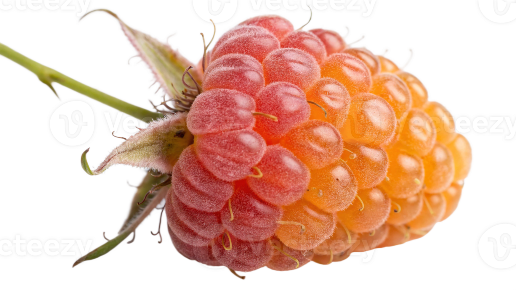 A close-up of a ripe tayberry with a transparent background png
