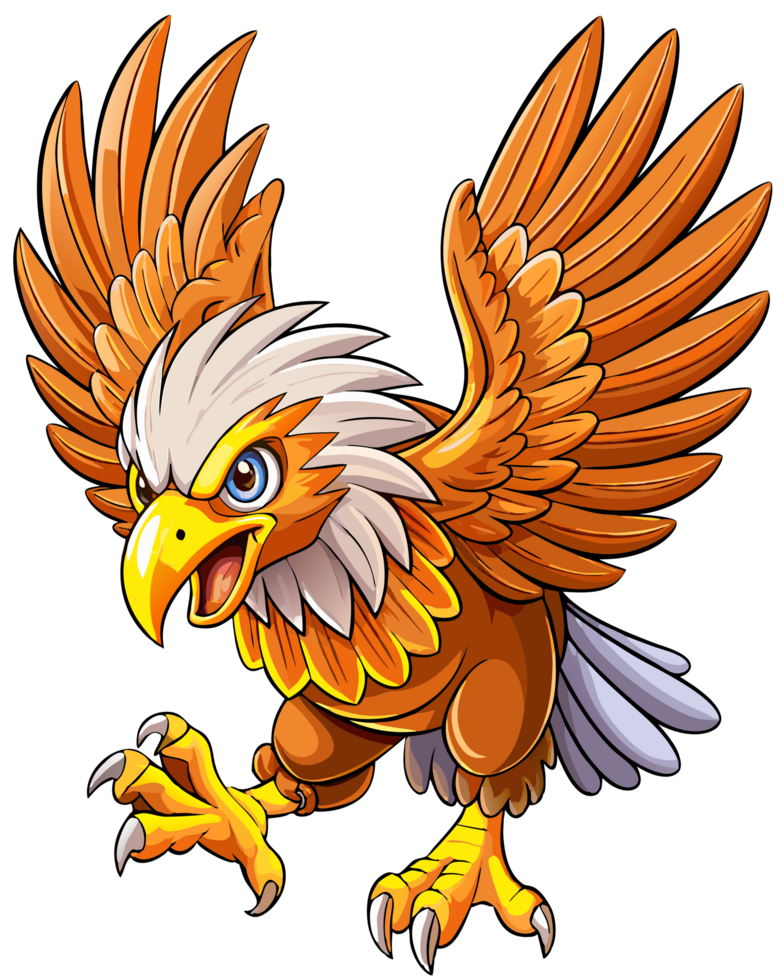 Intense Eagle Flight Pose in Transparent Background png