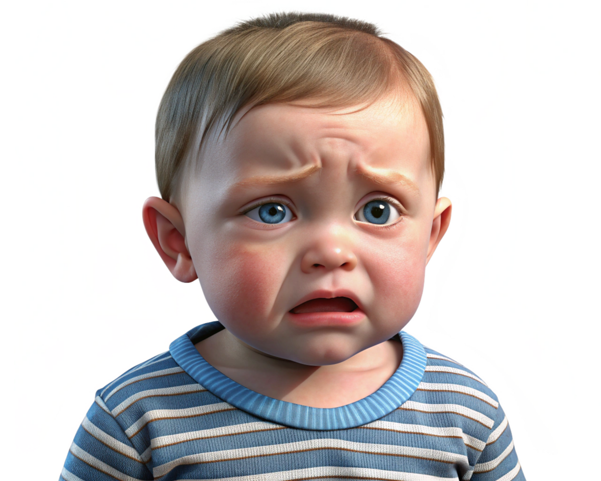 Sulking Toddler Baby Sitting in Sadness in Transparent Background png