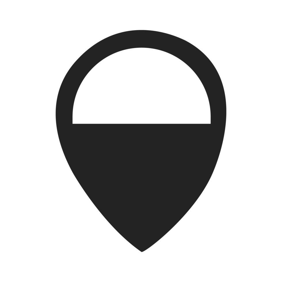 Black map marker icon in a graphic style It features a teardrop shape with a rounded top and pointed bottom png