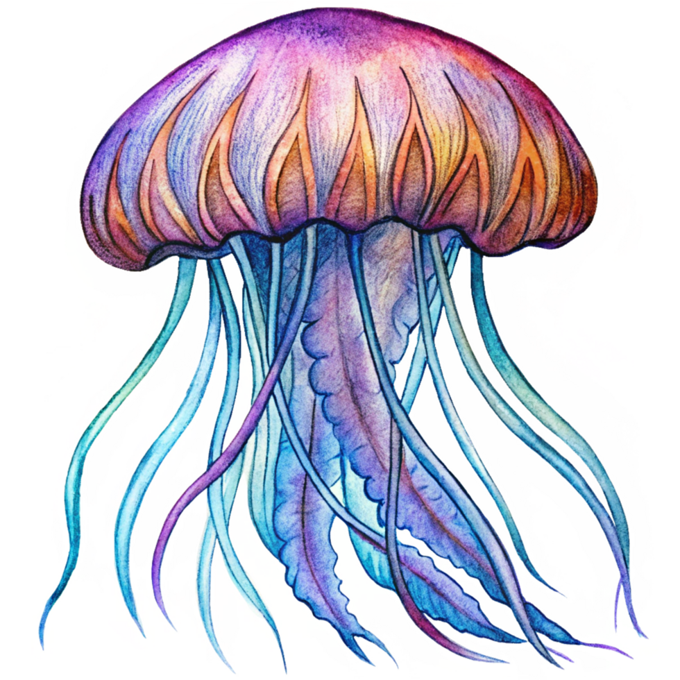 Delicate Oceanic Jellyfish Floating With Tentacles in Transparent Background png