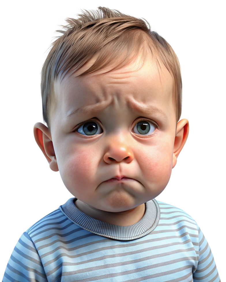 Toddler Baby Displaying Emotional Outburst in Transparent Background png