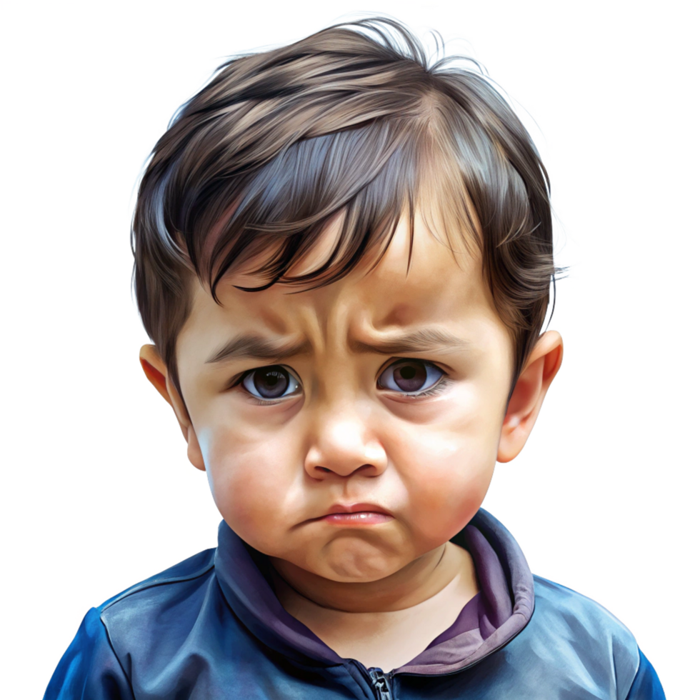 Moody Toddler Baby Looking Troubled in Transparent Background png