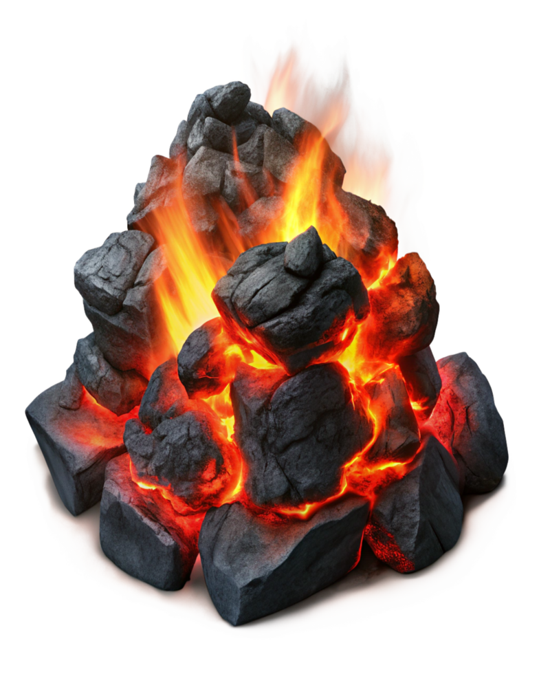 Radiant Red Burning Embers in Transparent Background png