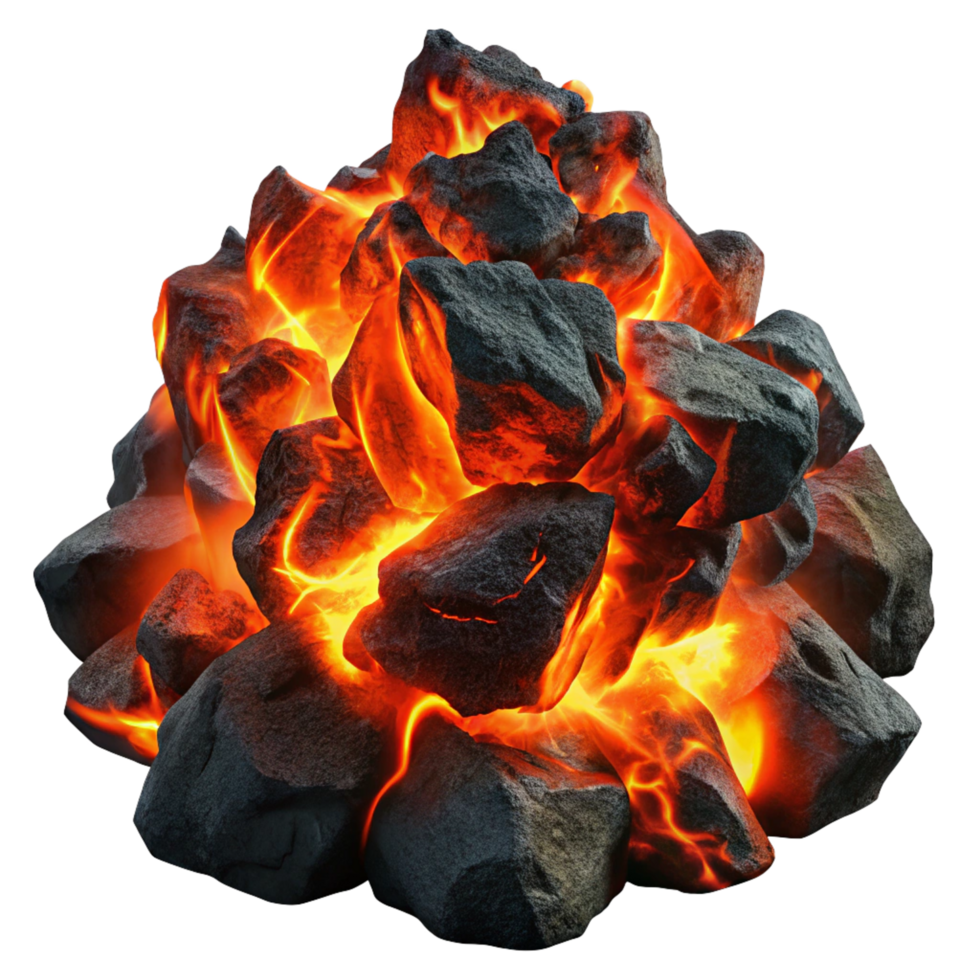 High-Quality Glowing Fire Coals in Transparent Background png