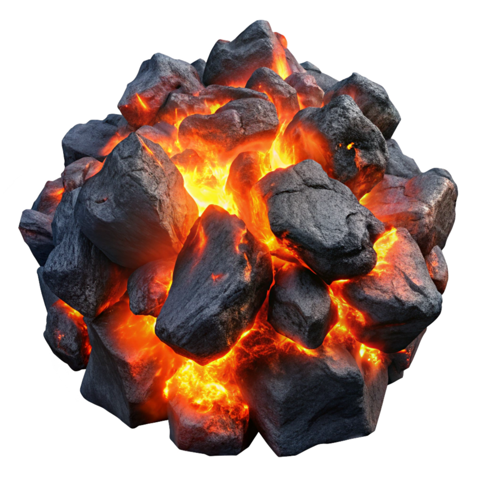 Ultra-Realistic Scorching Coals in Transparent Background png