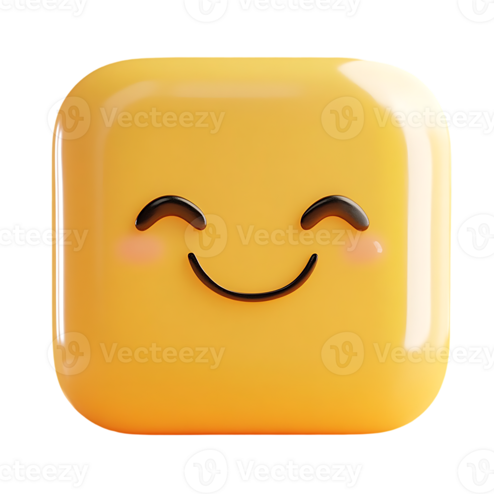 Yellow square with a smiling face on it isolated on transparent background png