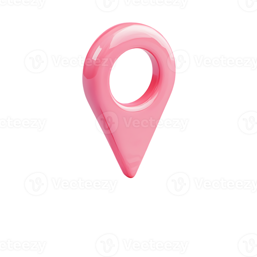 3d pink pointy location object isolated on transparent background png