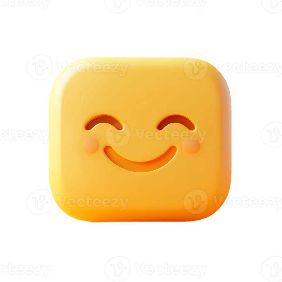 yellow square emoji with a smiling face on it isolated on transparent background png
