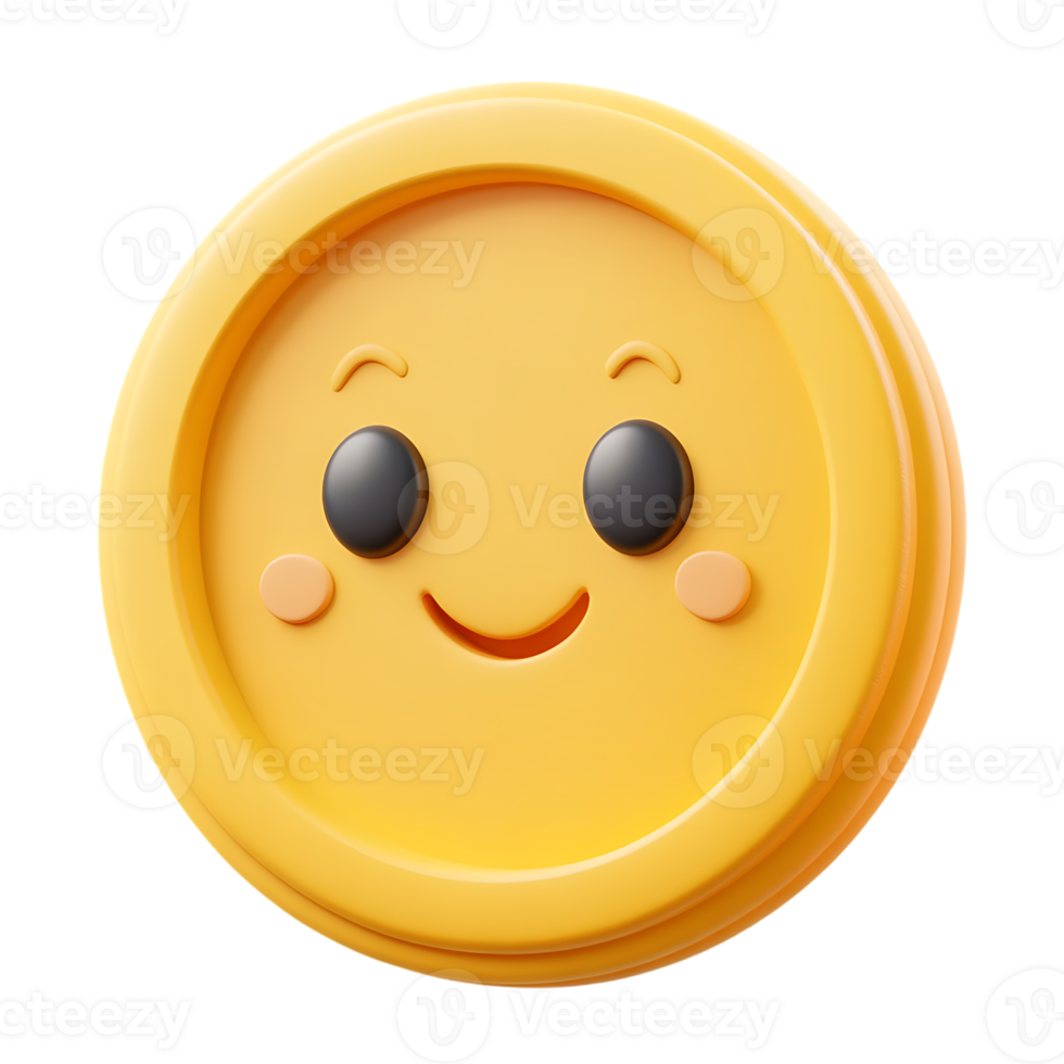 gold coin with a smiling face isolated on transparent background png