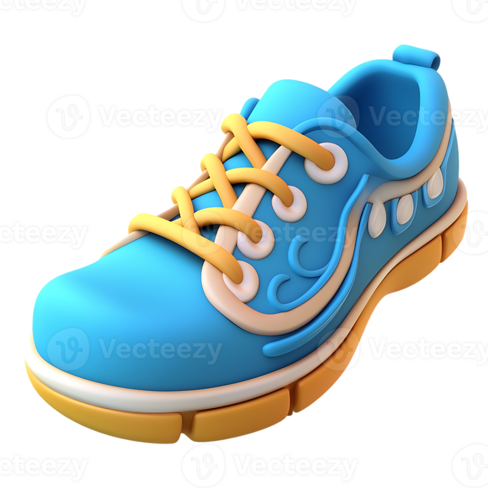 A blue shoe with yellow laces isolated on transparent background png