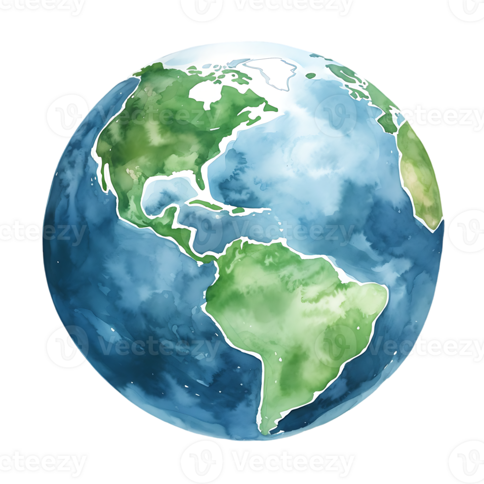 blue and green painted globe of earth isolated on transparent background png