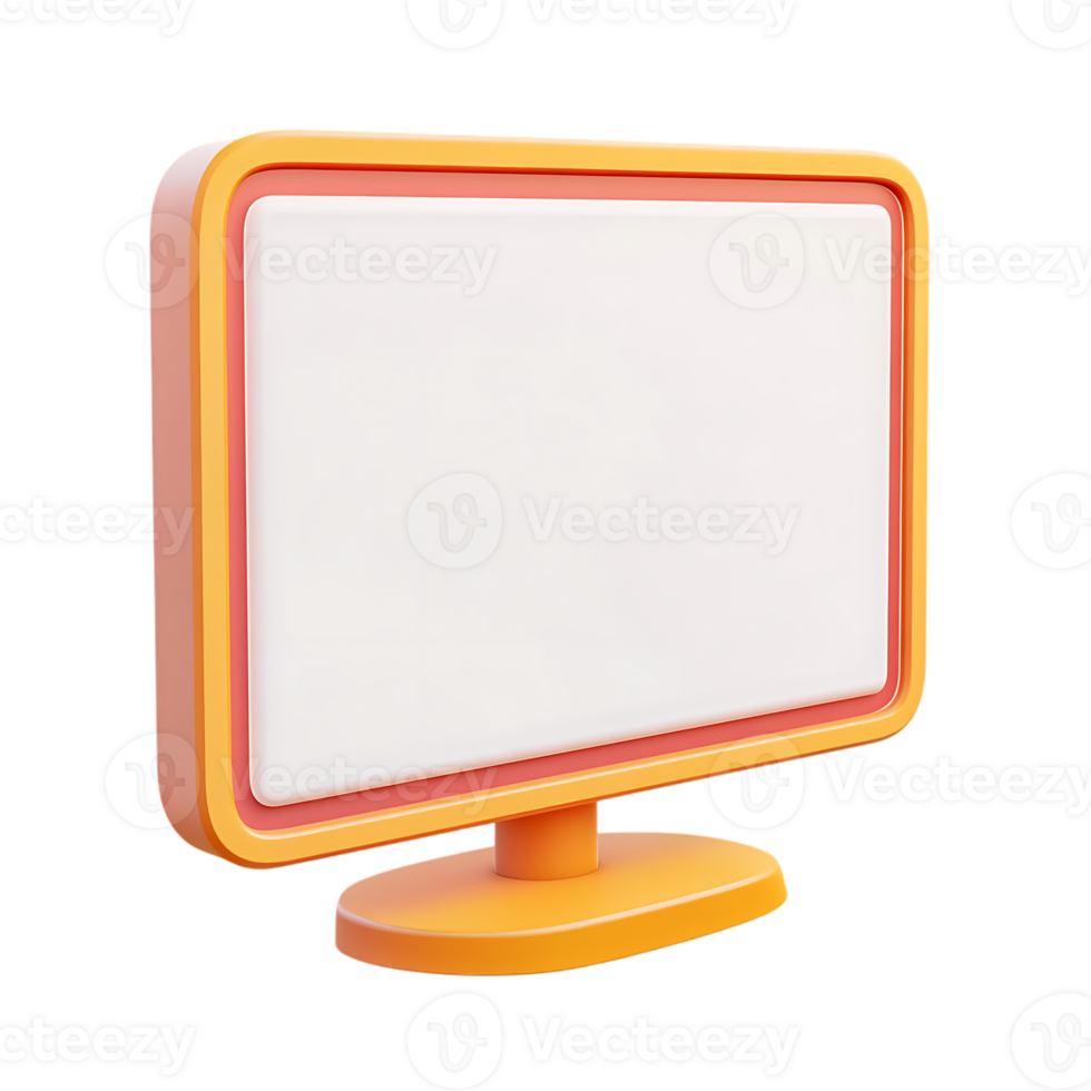 3d computer monitor isolated on transparent background png