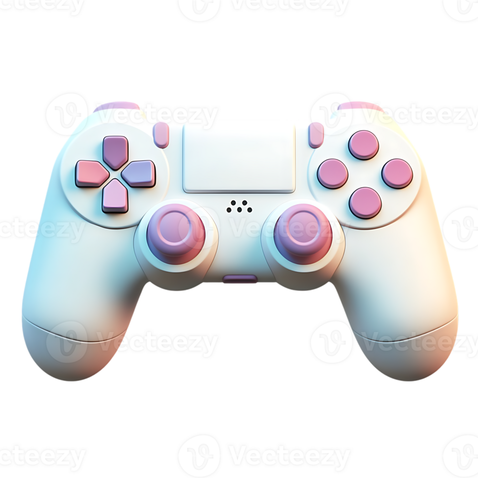 A white controller with pink buttons isolated on transparent background png