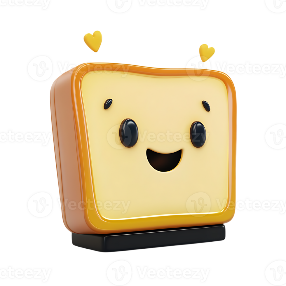 A cartoon character with a smiling face and a heart on its head isolated on transparent background png