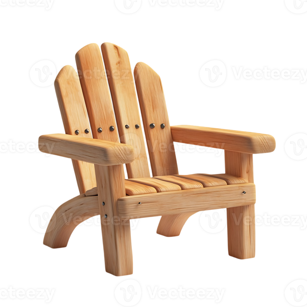 A wooden chair with a back and arm rests isolated on transparent background png